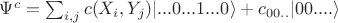 $\Psi^{c} = \sum_{i,j} c(X_{i},Y_{j})\vert ...0...1...0\rangle+c_{00..}\vert 00....\rangle$