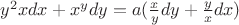 $y^2xdx+x^ydy = a (\frac{x}{y} dy + \frac{y}{x}dx)$
