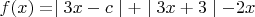 $f(x)=\mid 3x-c \mid + \mid 3x+3 \mid - 2x$
