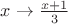 $x\to \frac{x + 1}{3}$