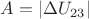 $\[A = \left| {\Delta {U_{23}}} \right|\]$