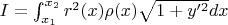 $I = \int_{x_1}^{x_2} r^2(x) \rho(x) \sqrt{1+y&rsquo;^2}dx$