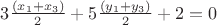 $3\frac{(x_1+x_3)}{2}+5\frac{(y_1+y_3)}{2}+2=0$