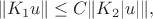 $$\|K_1 u\|\le C \|K_2|u|\|,$$