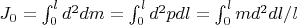 $J_0=\int_0^ld^2dm=\int_0^ld^2pdl=\int_0^lmd^2dl/l$