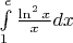 $\int\limits_1^e\frac{\ln^2x}xdx$
