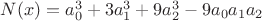 $N(x)=a^3_0 + 3 a^3_1 + 9 a^3_2 - 9 a_0 a_1 a_2 $