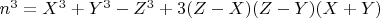 $n^3=X^3+Y^3-Z^3+3(Z-X)(Z-Y)(X+Y)$