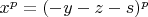 $x^p=(-y-z-s)^p$
