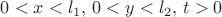 $0 < x < l_1,\, 0 < y < l_2, \, t > 0$