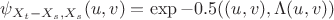 $\psi_{X_t-X_s,X_s}(u,v)=\exp{-0.5((u,v),\Lambda(u,v))}$