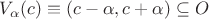 $V_\alpha (c) \equiv (c-\alpha, c + \alpha) \subseteq O$