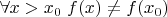 $\forall x>x_0 \; f(x)\ne f(x_0)$