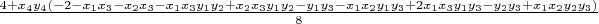 $\frac{4 + x_4 y_4(-2 - x_1 x_3 - x_2 x_3 - x_1 x_3 y_1 y_2 + x_2 x_3 y_1 y_2 - y_1 y_3 - x_1 x_2 y_1 y_3 + 2 x_1 x_3 y_1 y_3 - y_2 y_3 + x_1 x_2 y_2 y_3)}{8}$