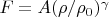 $F=A (\rho/\rho_0)^\gamma$