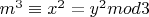 $m^3\equiv x^2=y^2 mod3