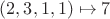 $(2,3,1,1)\mapsto7$