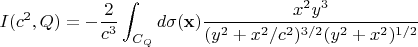 $$I(c^2,Q) = -\frac{2}{c^3} \int_{C_Q} d \sigma(\mathbf{x}) \frac{x^2 y^3}{(y^2 + x^2/c^2)^{3/2} (y^2 + x^2)^{1/2}} $$