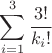 \displaystyle\sum_{i=1}^3 \dfrac{3!}{k_i!}