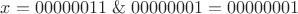 $x=00000011\;\&\;00000001=00000001$