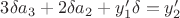 $3 \delta a_3 + 2 \delta a_2 + y'_1 \delta = y'_2$