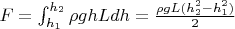 $F=\int _{h_1}^{h_2}\rho gh L dh=\frac {\rho g L(h_2^2-h_1^2)}{2} $