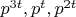 $p^{3 t}, p^{t}, p^{2 t}$