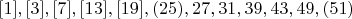 $$[1], [3], [7], [13], [19], (25), 27, 31, 39, 43, 49, (51)$$
