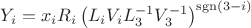 $Y_i=x_iR_i\left(L_iV_iL_3^{-1}V_3^{-1}\right)^{\operatorname{sgn} (3-i)}$