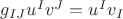 $g_{IJ} u^I v^J = u^I v_I$