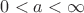 $0 < a < \infty$