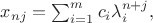 $x_{nj} = \sum_{i=1}^m c_i \lambda_i^{n+j},$