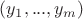 $(y_1, ..., y_m)$