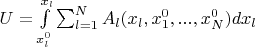 $U=\int\limits_{x_l^0}^{x_l}\sum_{l=1}^{N}A_l(x_l,x_1^0,...,x_N^0)dx_l$