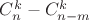 $C_{n}^{k}-C_{n-m}^{k}$