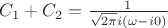 $C_1+C_2=\frac{1}{\sqrt{2\pi}i(\omega-i 0)}$