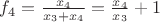 $f_4 = \frac{x_4}{x_3+x_4} = \frac{x_4}{x_3} + 1$