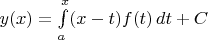 $y(x)=\int\limits_a^x(x-t)f(t)\,dt+C$