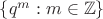 $\{q^m: m\in \mathbb Z\}$