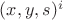 $(x, y, s)^i$
