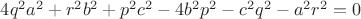 $4q^2a^2 + r^2b^2 + p^2c^2 - 4b^2p^2 - c^2q^2 - a ^2r^2=0$