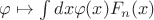 $\varphi\mapsto\int dx \varphi(x)F_n(x)$