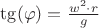 $\tg(\varphi) = \frac {w^2 \cdot r} {g}$