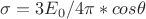 $\sigma=3E_0/4\pi*cos\theta$