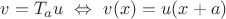 $v=T_au\ \Leftrightarrow\ v(x)=u(x+a)$