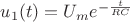 $u_1(t)=U_m e^{-\frac{t}{RC}}$