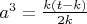 $a^3=\frac{k(t-k)}{2k}$