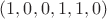 $(1,0,0,1,1,0)$