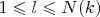 $1\leqslant l\leqslant N(k)$