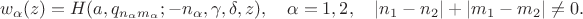 $$w_\alpha(z)=H(a,q_{n_\alpha m_\alpha};-n_\alpha,\gamma,\delta,z),\quad \alpha=1,2
,\quad |n_1-n_2|+|m_1-m_2|\neq 0.$$ $$w_\alpha(z)=H(a,q_{n_\alpha m_\alpha};-n_\alpha,\gamma,\delta,z),\quad \alpha=1,2
,\quad |n_1-n_2|+|m_1-m_2|\neq 0.$$